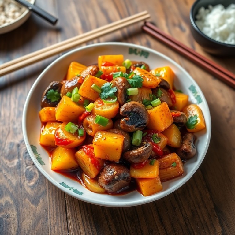 Korean Mushroom and Herb Stir-Fry with Baby Potatoes