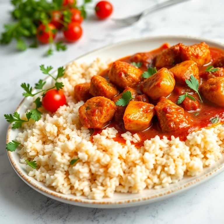 Air-Fried Spiced Chicken Tikka Curry with Fragrant Rice