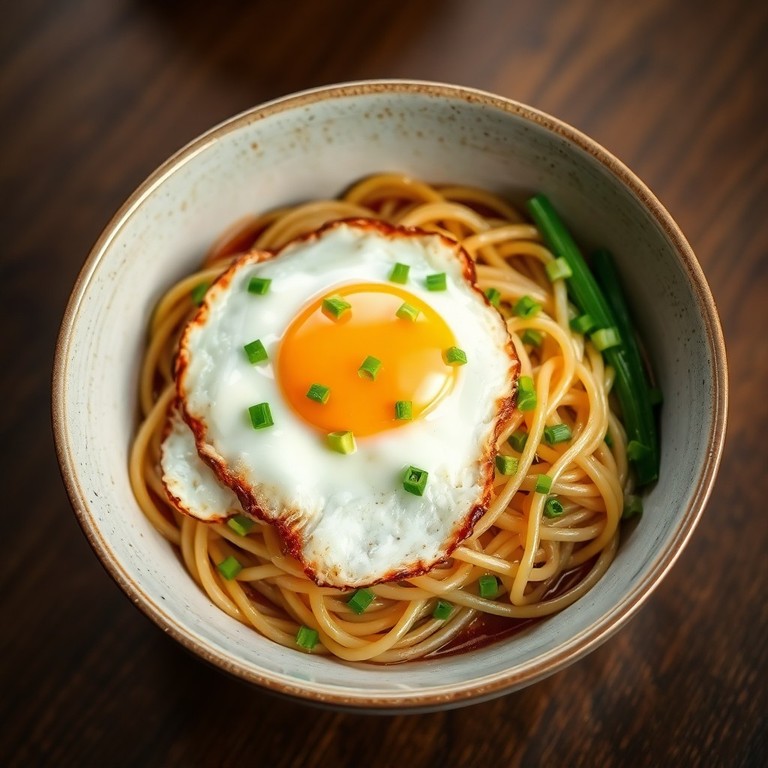 Tigela de Macarrão ao Estilo Asiático com Ovo Frito