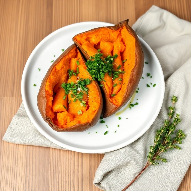 Baked Sweet Potato with Herbal Topping