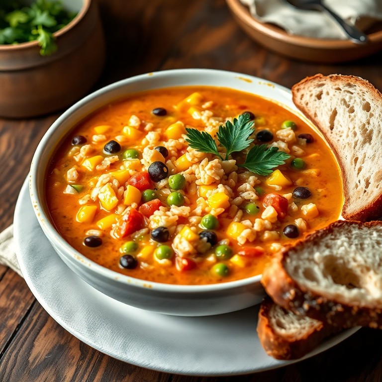 Creamy Vegetable Rice Soup with Milk