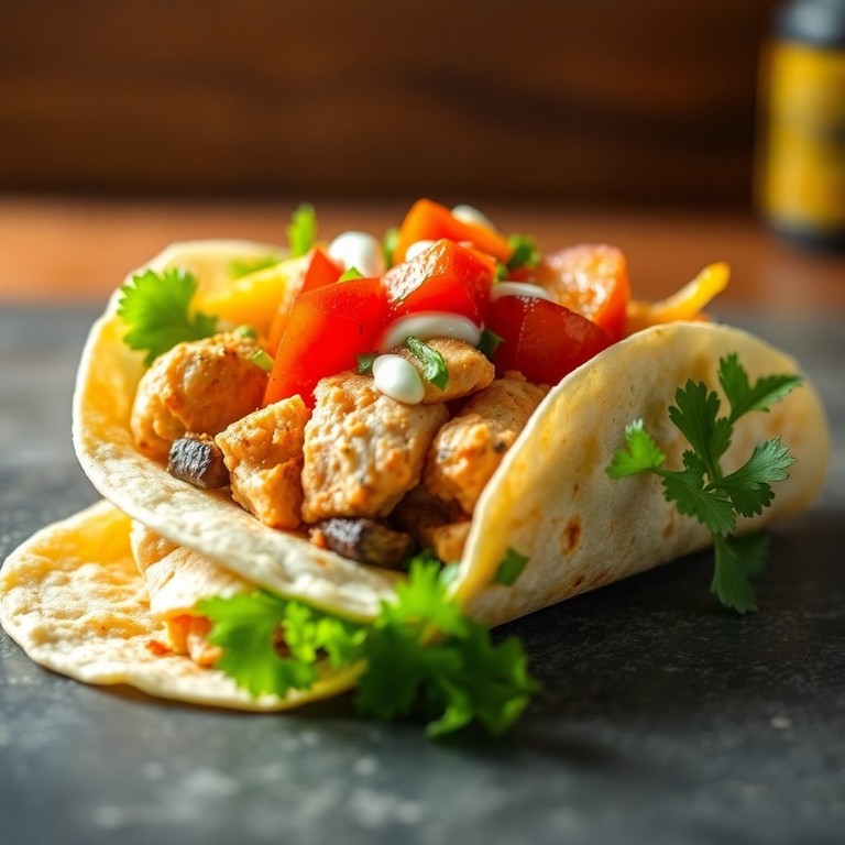 Wrap de Pollo con Salsa de Durazno, Mayonesa y Vegetales Salteados