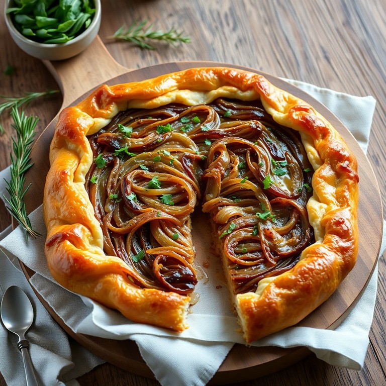 Tarte rustique aux oignons et aux herbes aromatiques