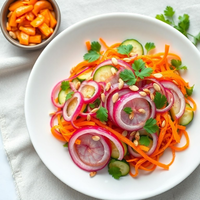 Salade croquante d'oignons rouges marinés aux herbes
