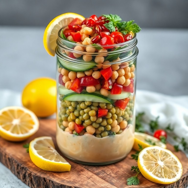 Mediterraner Glas-Salat mit Hülsenfrüchten
