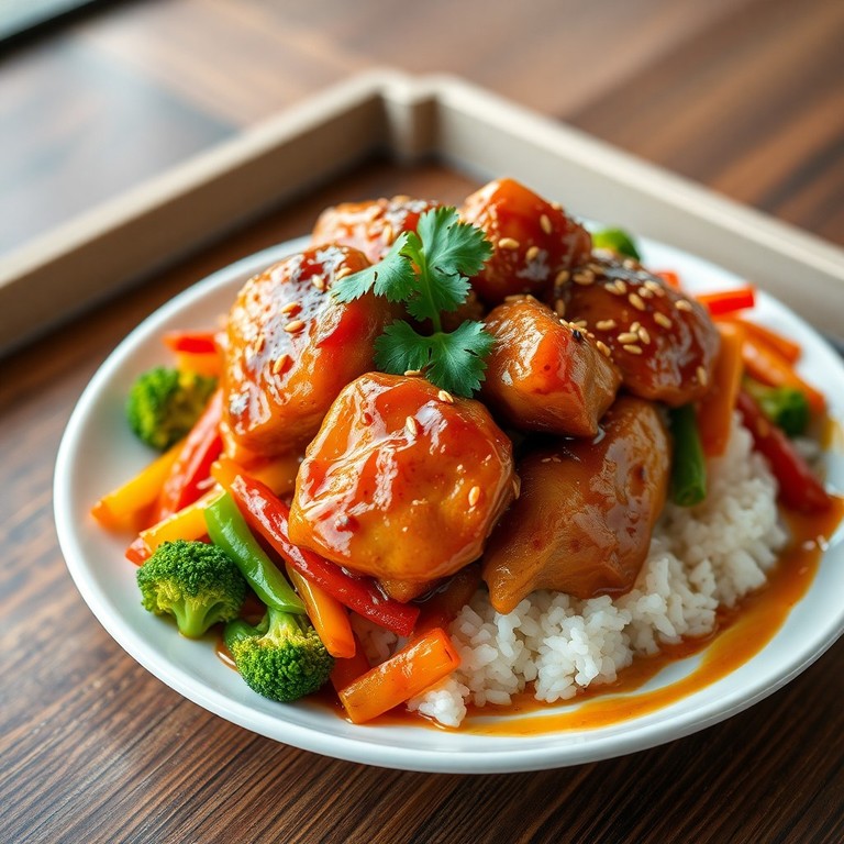 Asiatisches Hähnchen mit Sojasoße und Gemüse