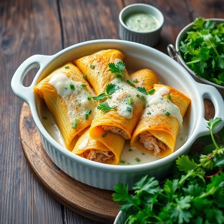 Panqueca de Frango Cremosa com Molho de Ervas