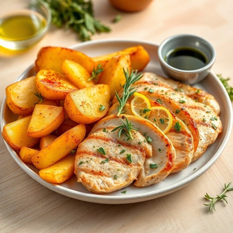 Frango Grelhado com Ervas e Batatas Rústicas ao Forno