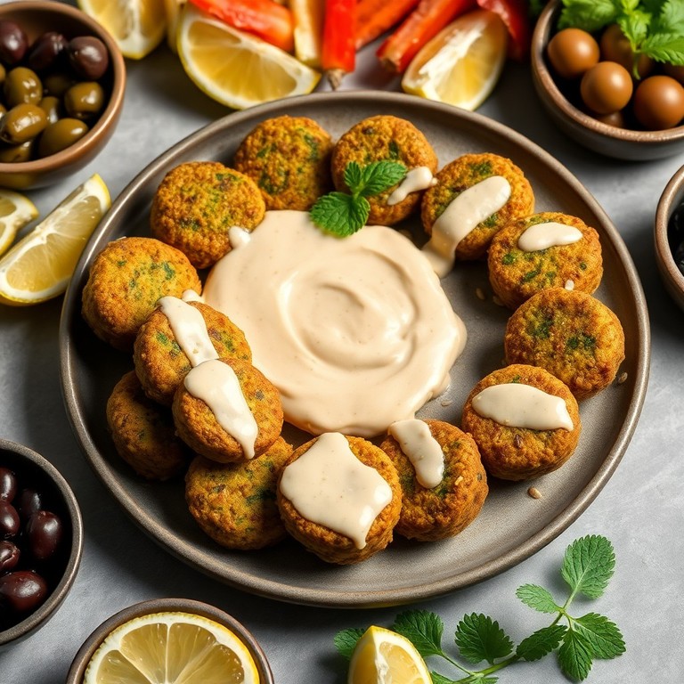 Dinkel-Kichererbsen-Falafel mit Tahini-Soße