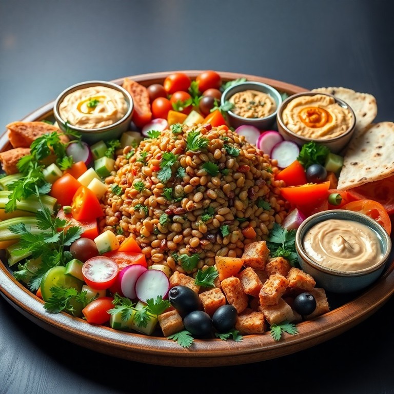 Mediterraner Linsen-Herben-Mezze-Platte