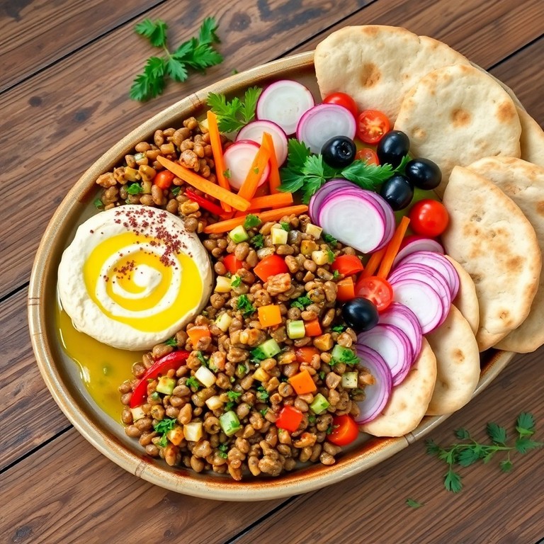 Middle Eastern Lentil & Hummus Mezze Platter