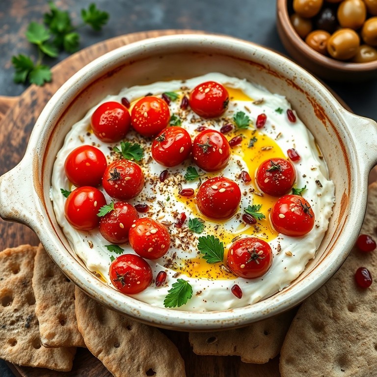 Baked Labneh with Goat Cheese, Tomatoes, and Za’atar