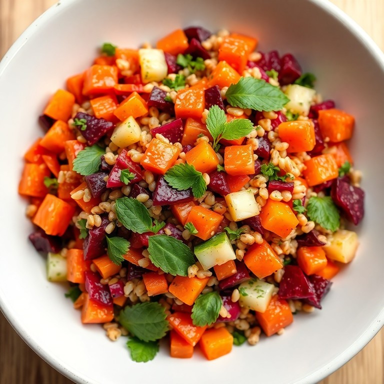 Middle Eastern Beetroot and Carrot Barley Tabbouleh