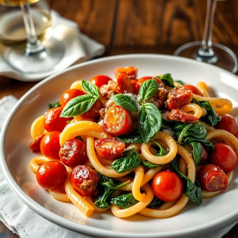 Pasta con Pomodorini Canditi e Pancetta Croccante