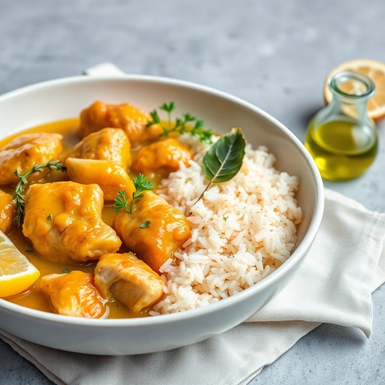 Poulet au thym et citron mijoté avec riz parfumé