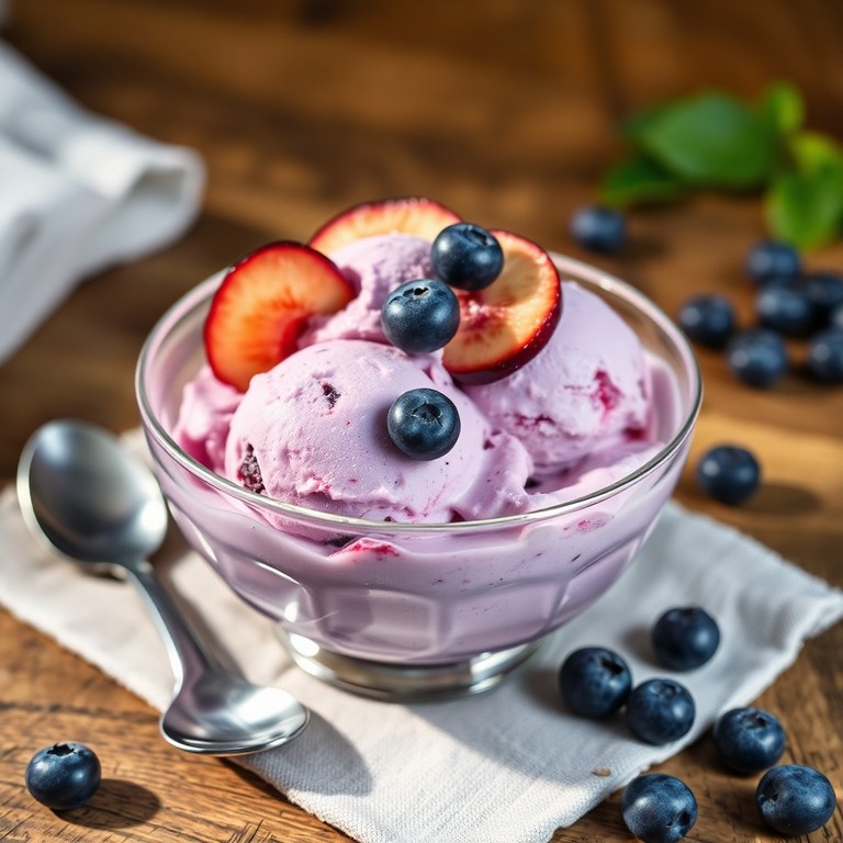 Helado Casero de Frutas Azules y Ciruelas