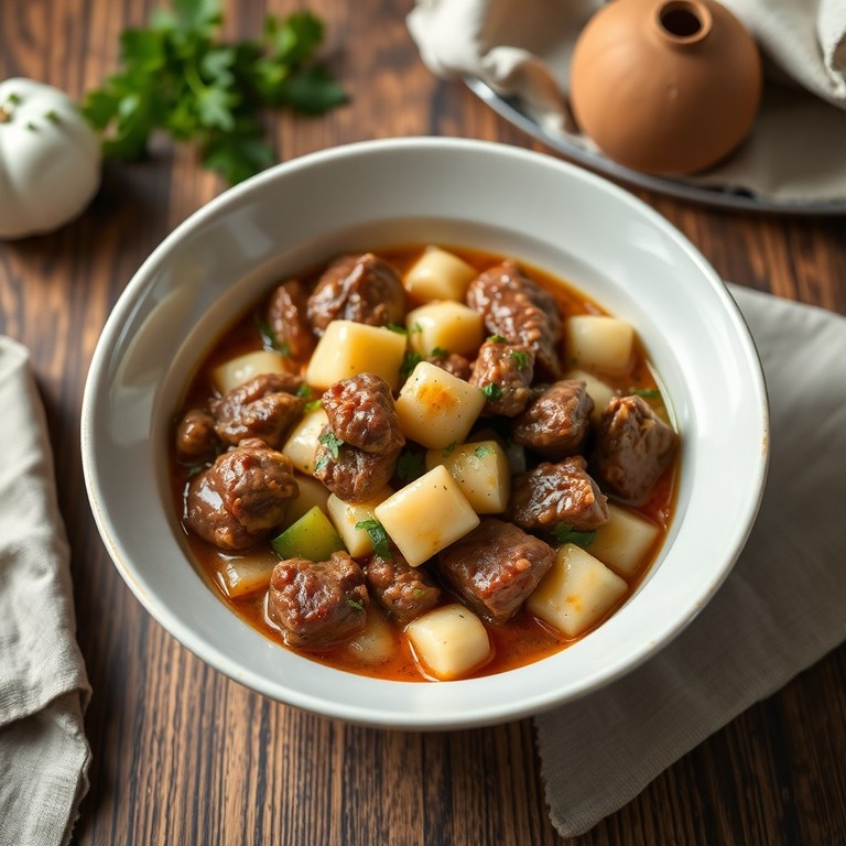 Herzhaftes Gnocchi-Ragout mit Fleisch, Gemüse und cremiger Soße