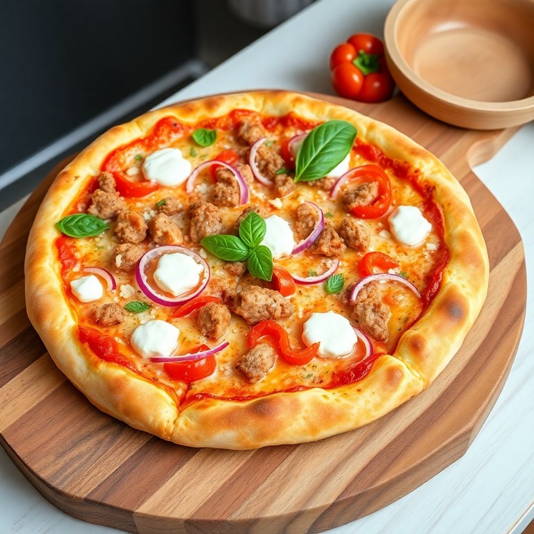 Proteinreiche Fleisch-Käse-Pizza