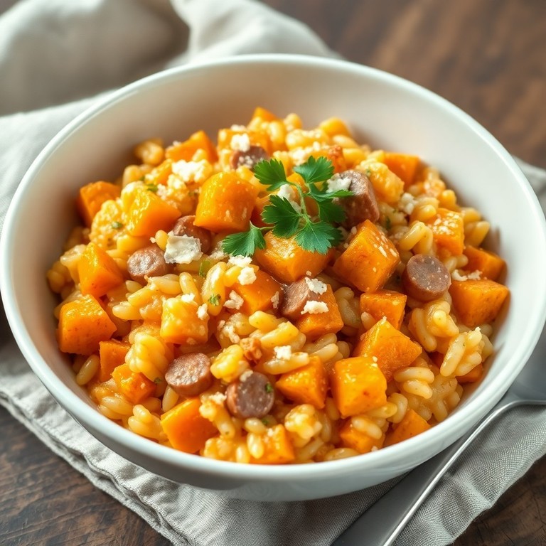 Risoto de Abóbora com Frango Desfiado