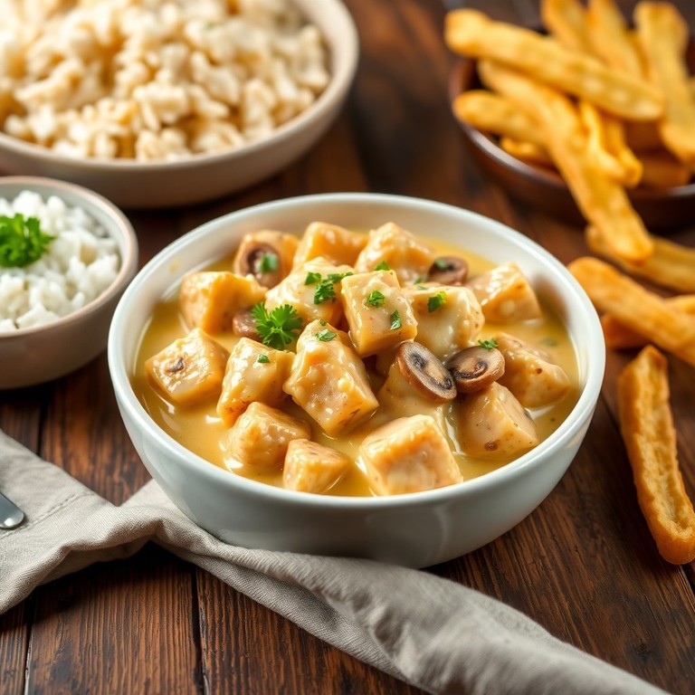 Stroganoff de Frango com Creme de Maionese e Mostarda