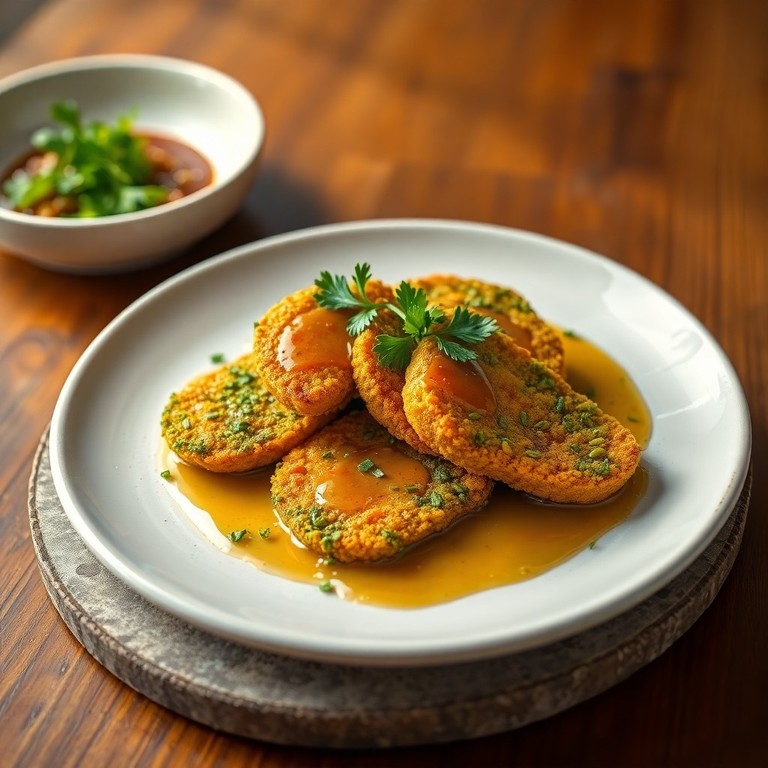 Frittierte Stierhoden mit Kürbiskern-Panade und Buttersauce