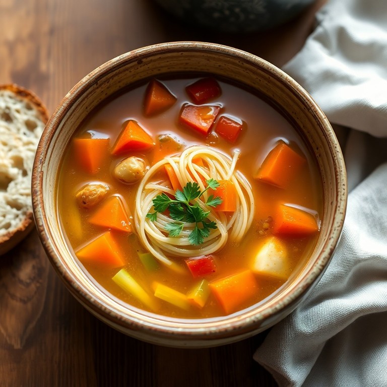 Sopa de Hueso con Verduras y Fideos