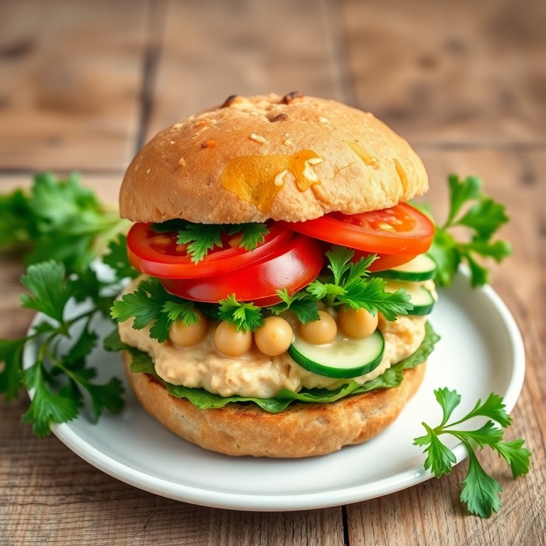 Leblebi ve Taze Otlar ile Akdeniz Tarzı Burger