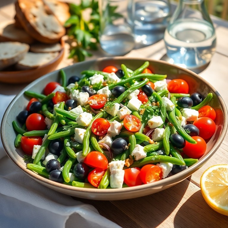 Frischer Bohnensalat mit Feta und Zitronendressing (mit 500g Bohnen ...