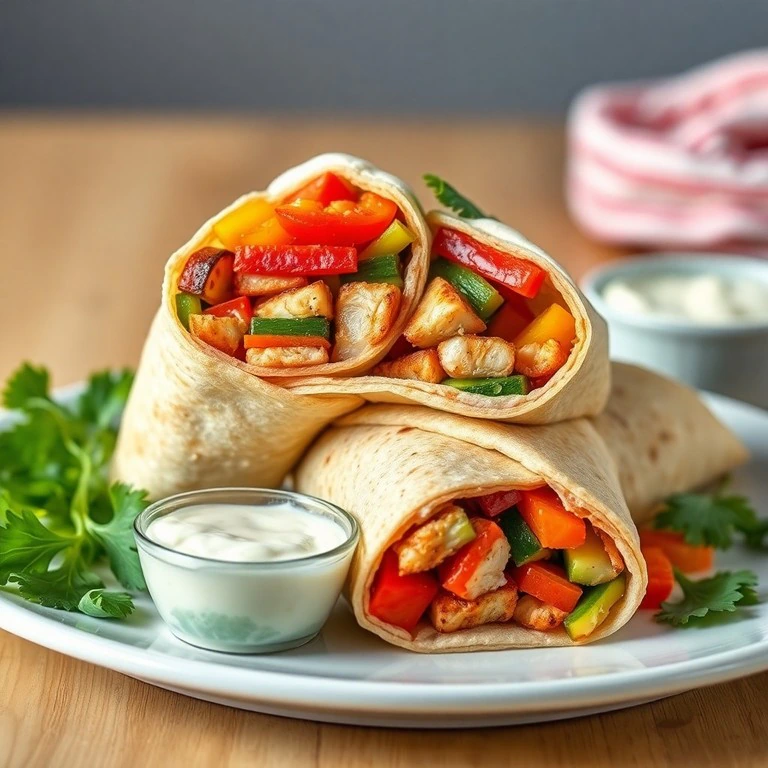 Gegrillte Hähnchen-Gemüse-Wraps mit hausgemachten Tortillas