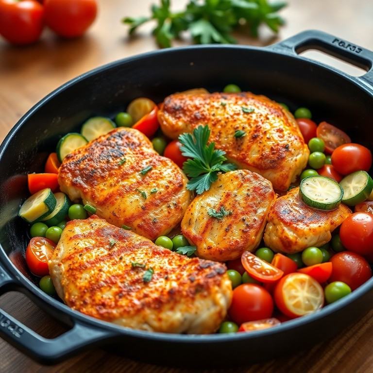 Pollo Speziato in Padella con Verdure Miste