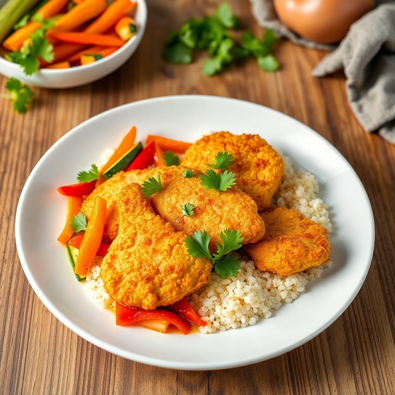 Pollo Crocante en Freidora de Aire con Quinoa y Verduras