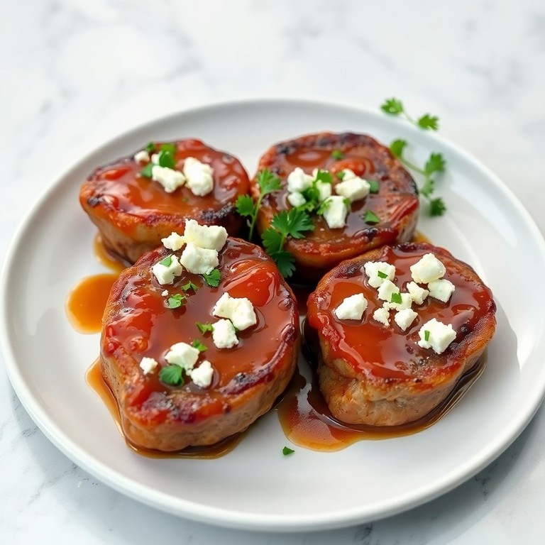 Ginger-Glazed Pork Loin Chops with Feta Crumble