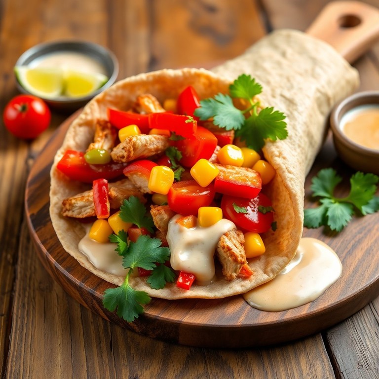 Wrap de Frango e Legumes ao Estilo Mexicano