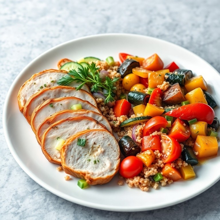 Gefüllte Putenbrust mit mediterranem Gemüse und Quinoa-Salat - Mr. Cook