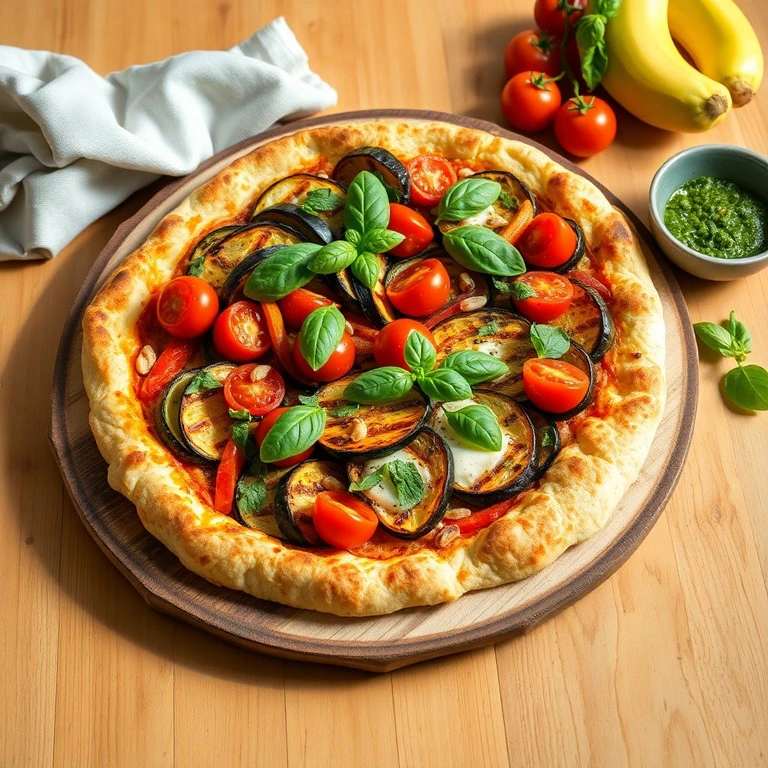 Pizza aux légumes grillés et pesto de basilic