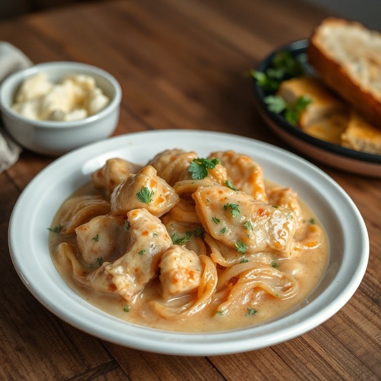 Hähnchen in cremiger Zwiebel-Sahne-Soße