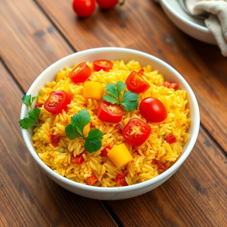 Riz au Curry Végétalien aux Poivrons et Tomates Cerises