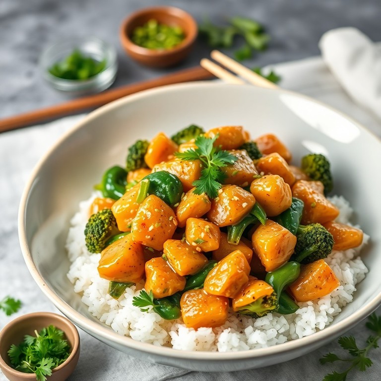 Vibrant Vegetable Stir-Fry with Spiced Chicken and Parsley