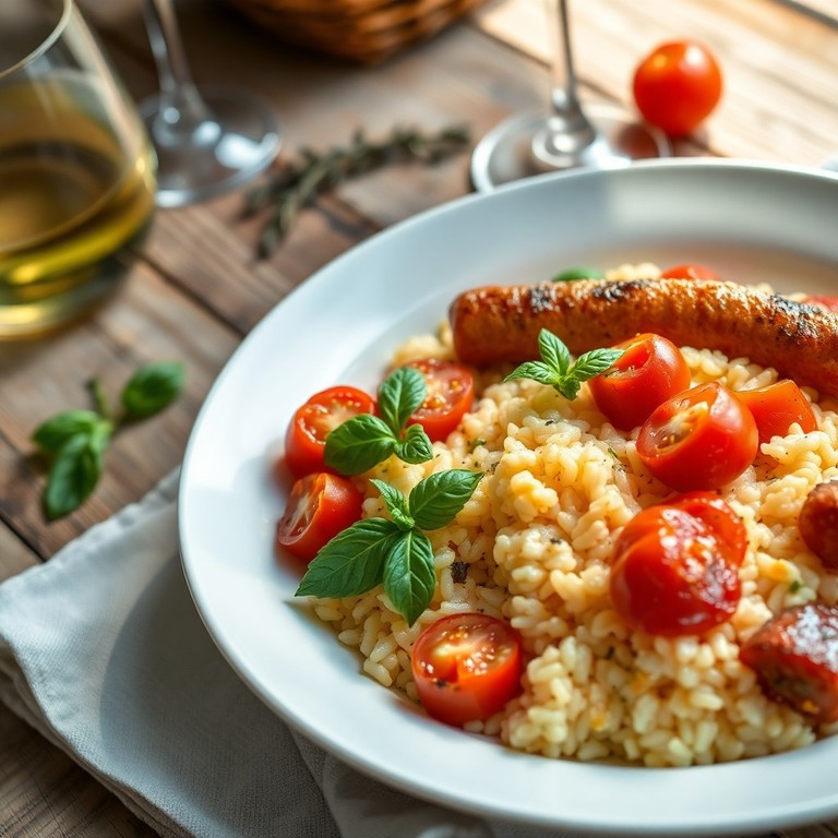 Risotto aux tomates cerises et chipolatas en Provence