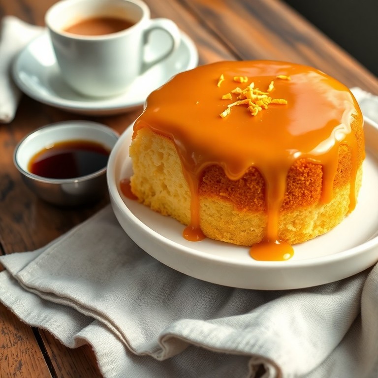 Bolo Fofo de Laranja com Cobertura de Caramelo