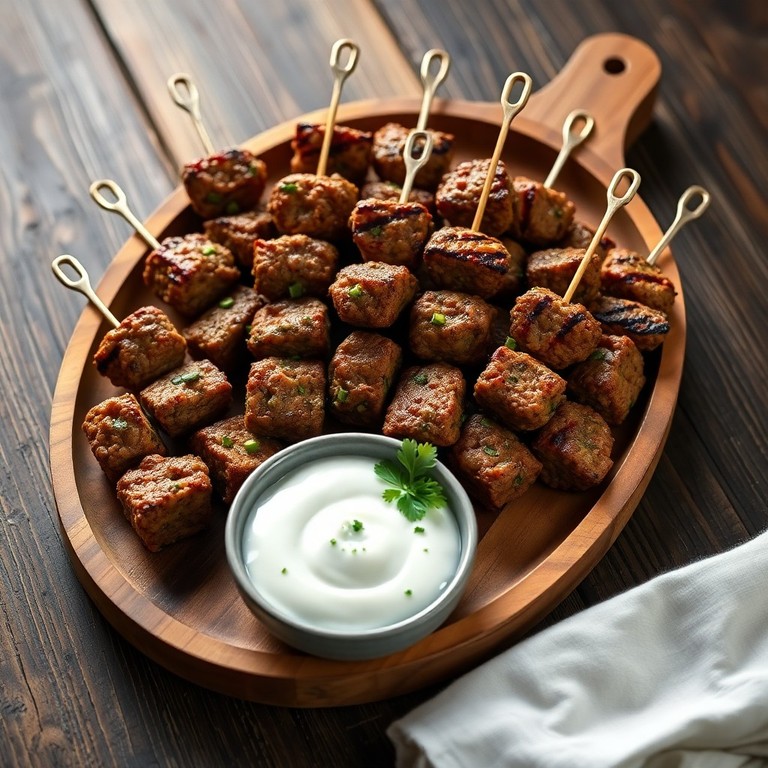 Mini Espetinhos de Carne Moída com Ervas