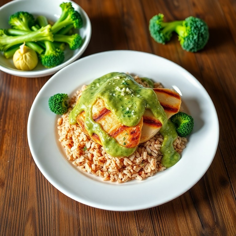 Frango ao Molho de Brócolis com Arroz Integral
