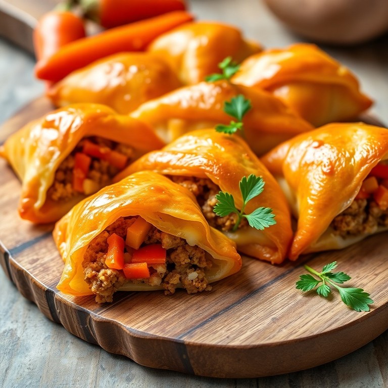 Herzhafte Blätterteig-Taschen mit Hackfleisch und Gemüse