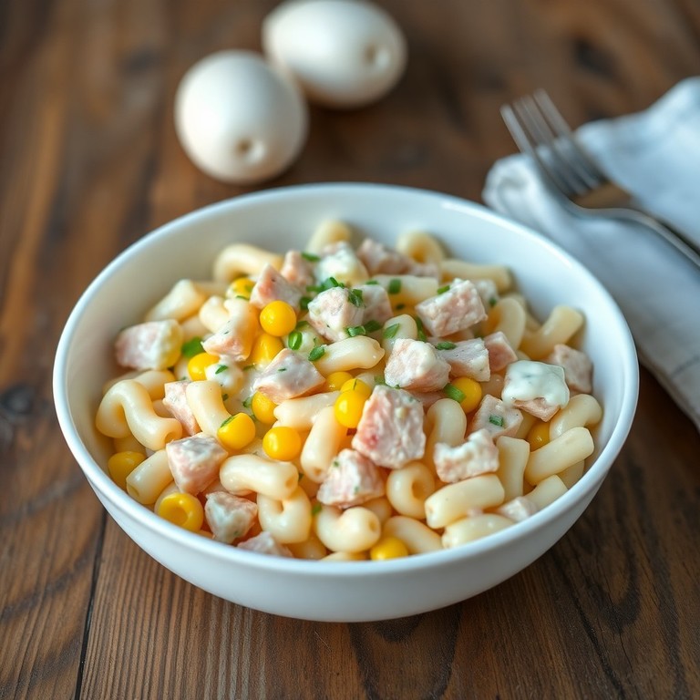 Macaroni au thon et maïs en salade crémeuse