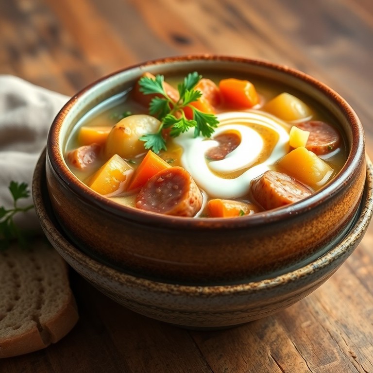 Cremige Gemüsesuppe mit Wurst aus dem Dampfkochtopf - Mr. Cook