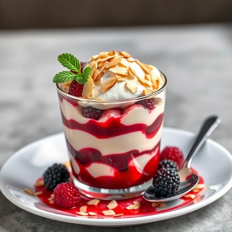 Parfait de Fromage Blanc aux Fruits Rouges et Amandes