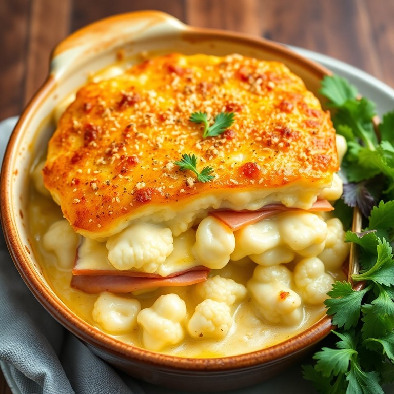 Gratinado de Couve-Flor com Presunto e Mussarela