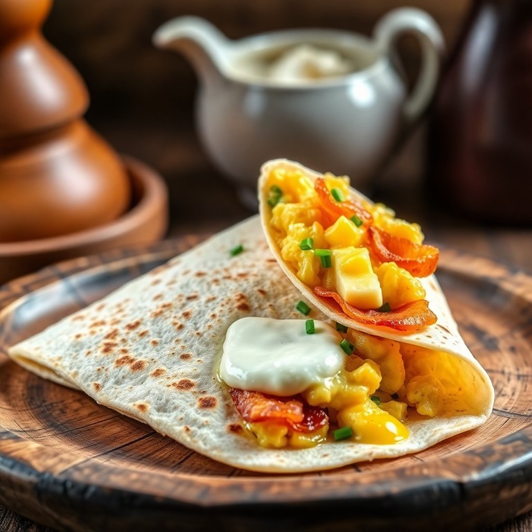 Tortilla de Café da Manhã com Queijo e Bacon