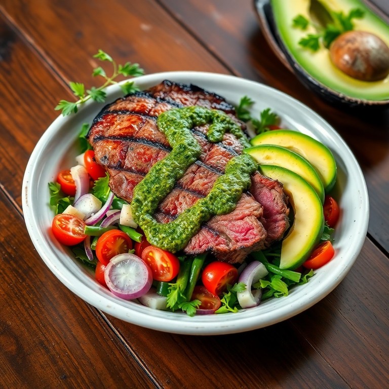 Grilled Steak with Chimichurri Salad Bowl