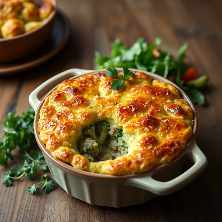 Suflê de Brócolis com Carne Moída e Parmesão